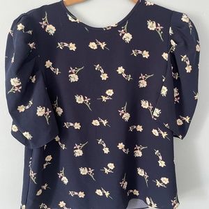 navy blue floral blouse